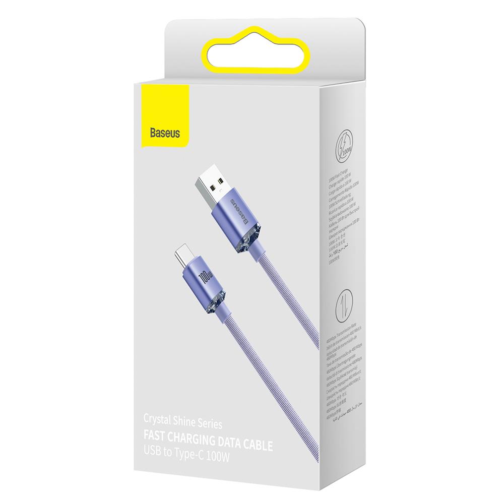 Baseus cable Crystal Shine USB – USB-C 1,2 m 100W purple