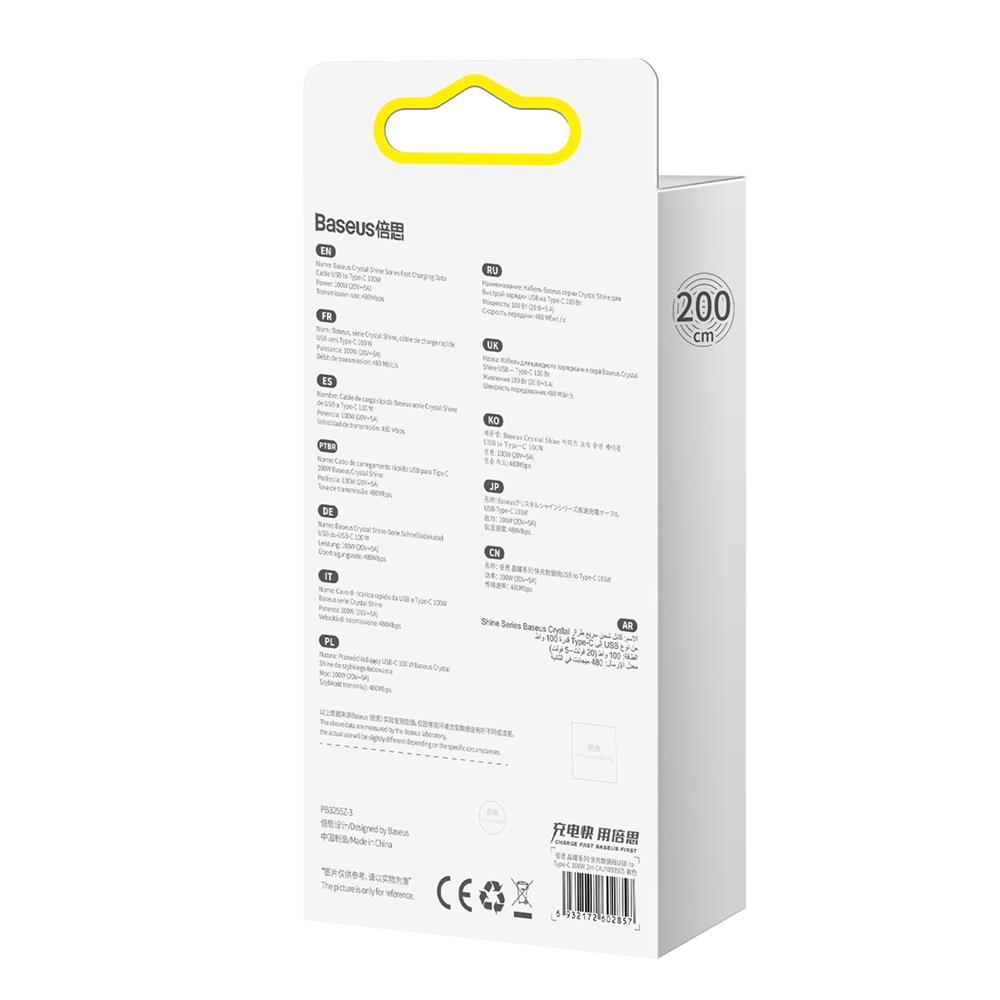 Baseus cable Crystal Shine USB – USB-C 2,0 m 100W purple