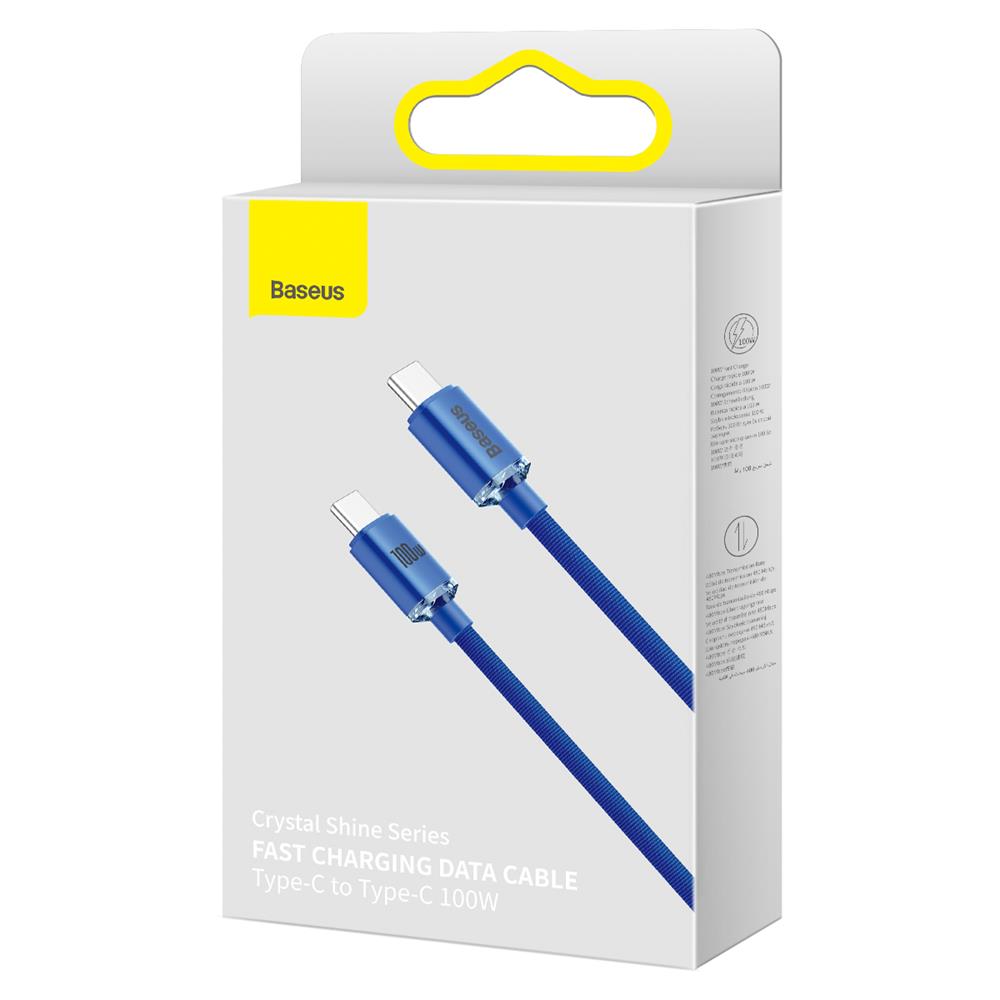 Baseus cable Crystal Shine USB-C – USB-C 2,0 m 100W blue