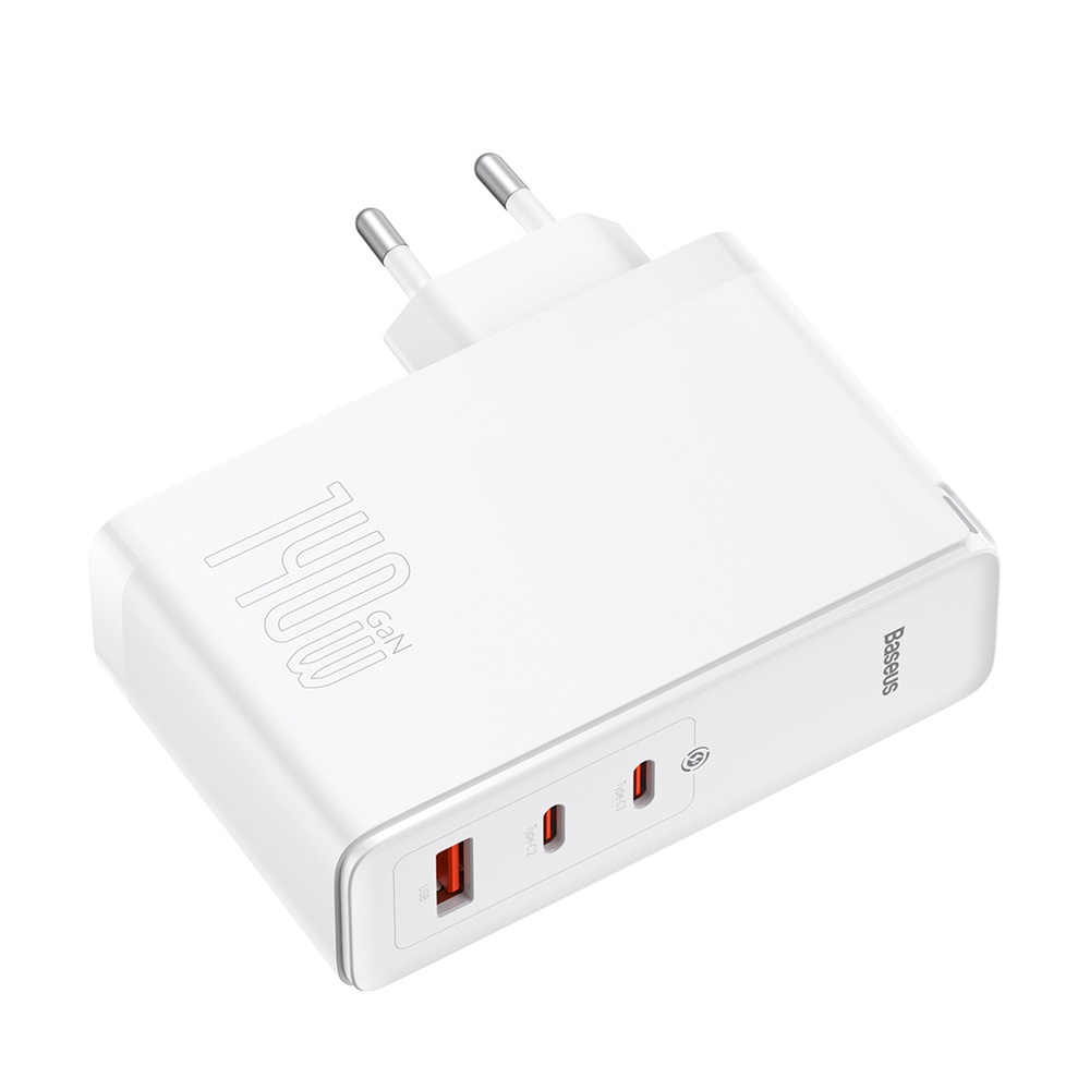 Baseus wall charger GaN5 Pro PD 140W 2x USB-C 1x USB white + USB-C – USB-C 240W cable