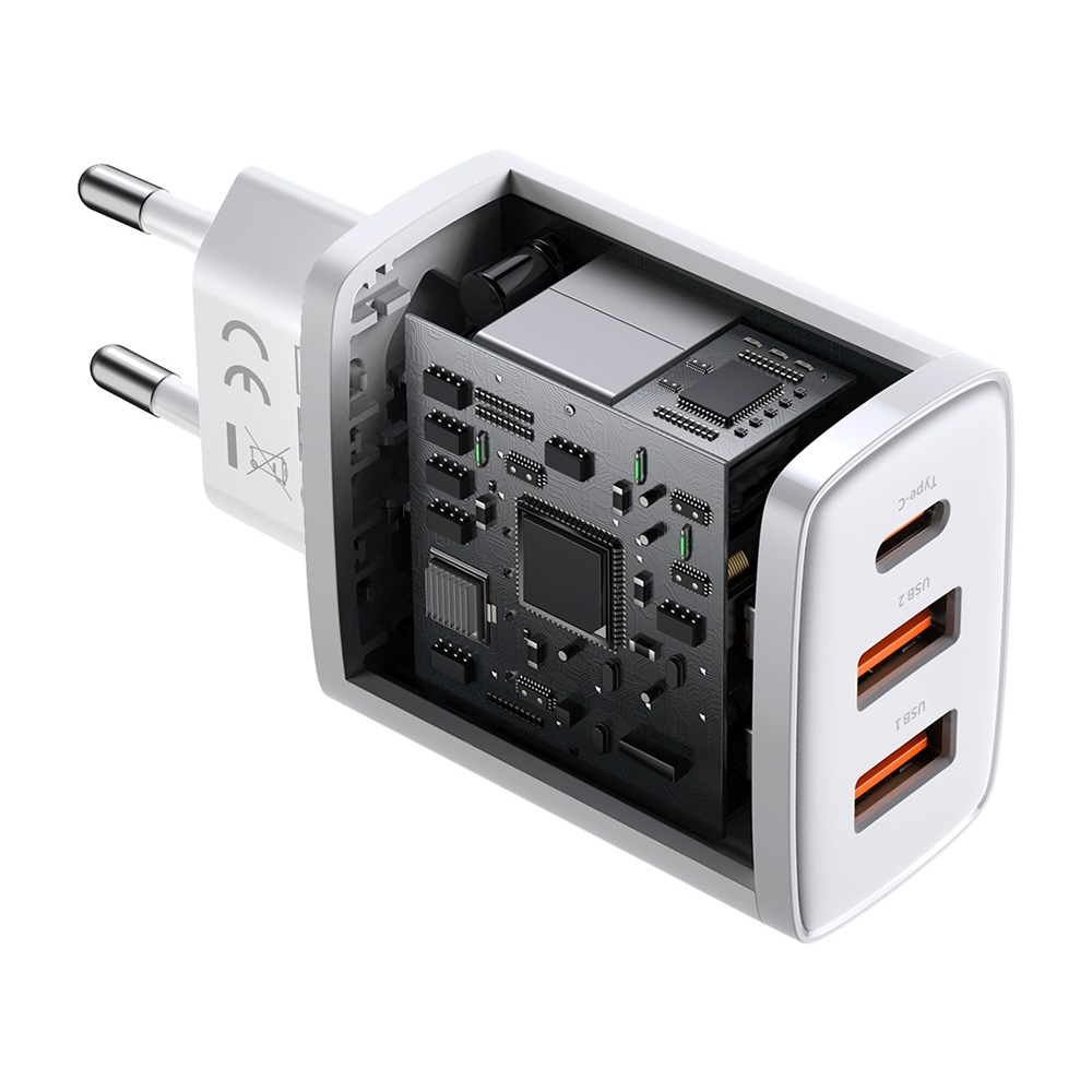 Baseus wall charger Compact PD 30W 1x USB-C 2x USB white