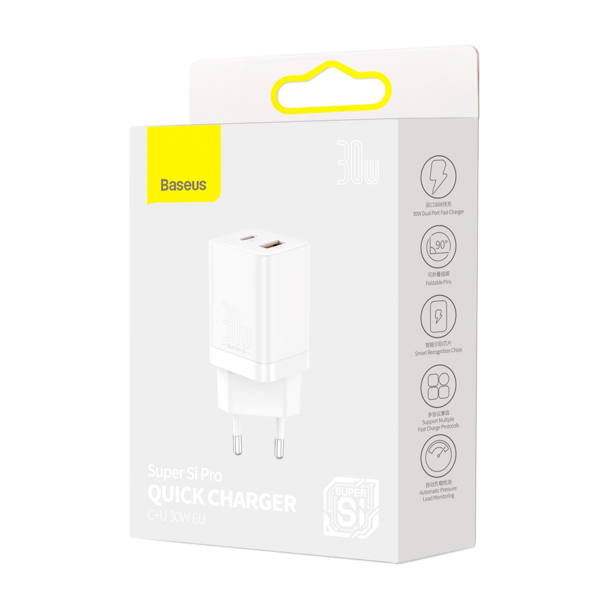 Baseus wall charger Super Si PD 30W 1x USB-C 1x USB white