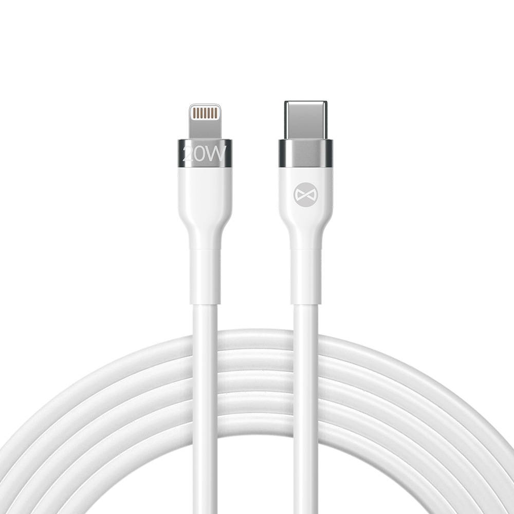 Evigt flexibel kabel USB-C – Lightning 1,0 m 20W vit