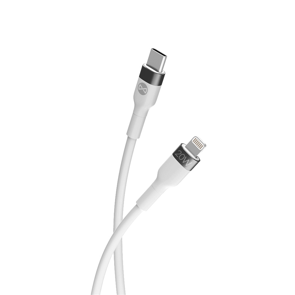 Evigt flexibel kabel USB-C – Lightning 1,0 m 20W vit