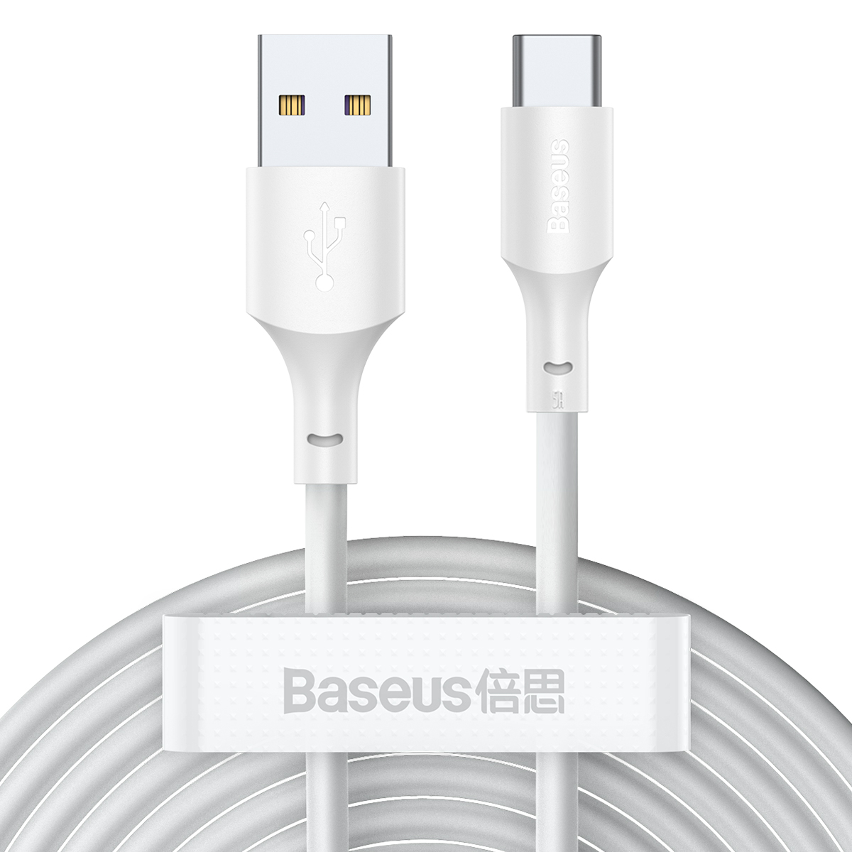 Baseus cable Simple Wisdom USB – USB-C 1,5 m 5A white 2 pcs