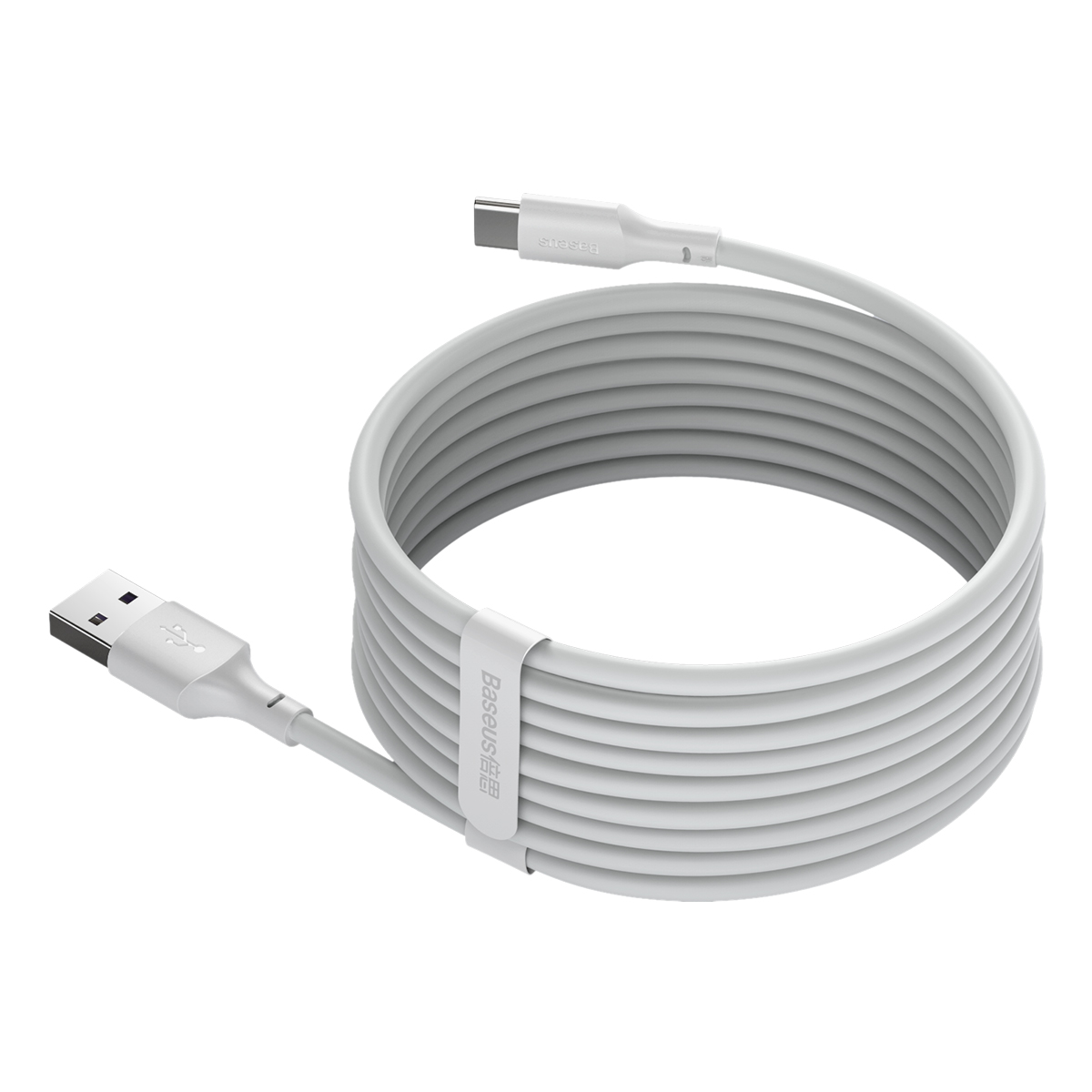 Baseus cable Simple Wisdom USB – USB-C 1,5 m 5A white 2 pcs