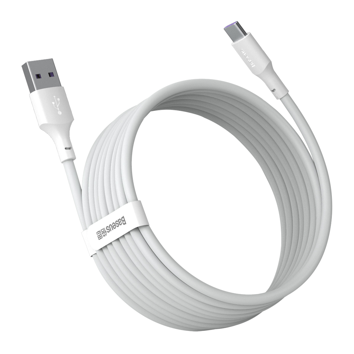 Baseus cable Simple Wisdom USB – USB-C 1,5 m 5A white 2 pcs