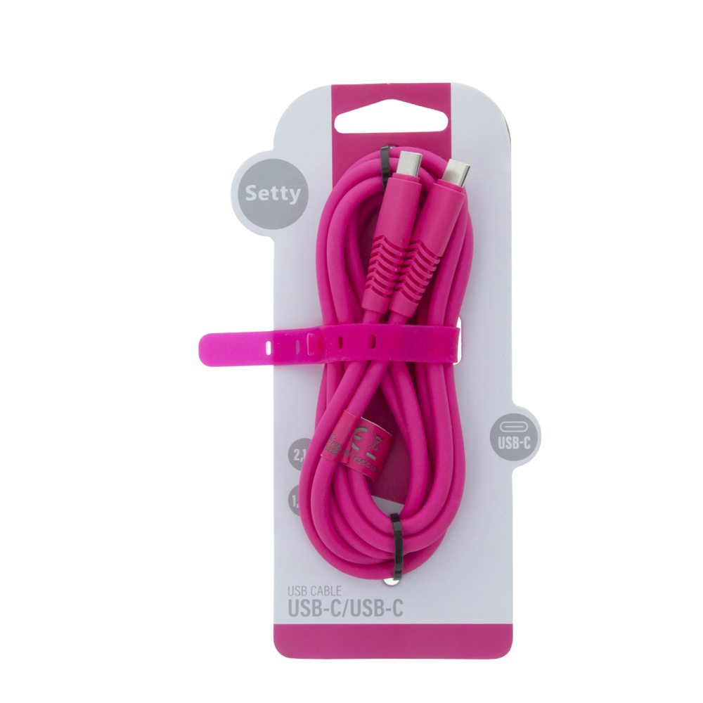 Setty cable USB-C – USB-C 1,5 m 20W KSC-C-1.5206 pink