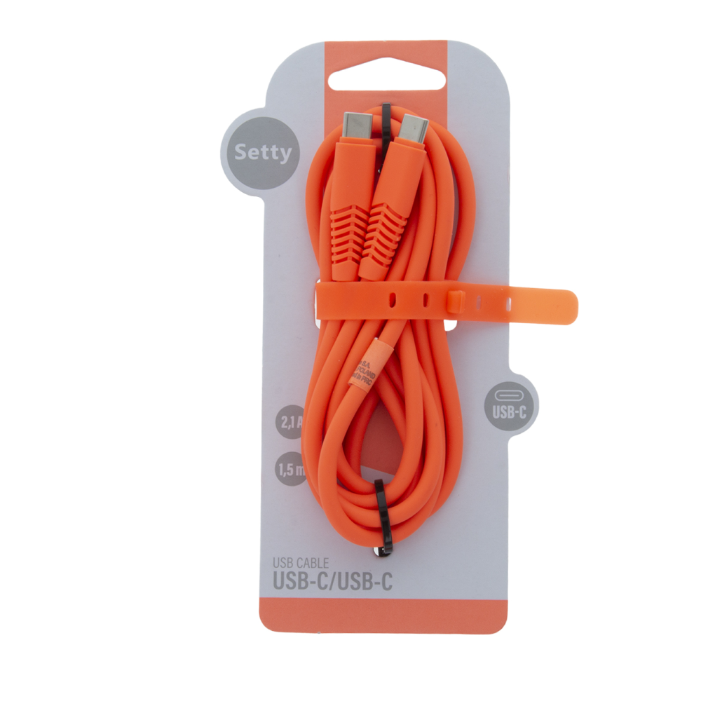 Setty cable USB-C – USB-C 1,5 m 2,1A KSC-C-1.5210 orange