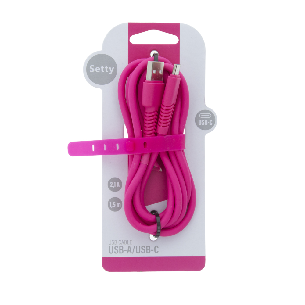 Setty sladd USB – USB-C 1,5 m 2A KSA-C-1.526 rosa