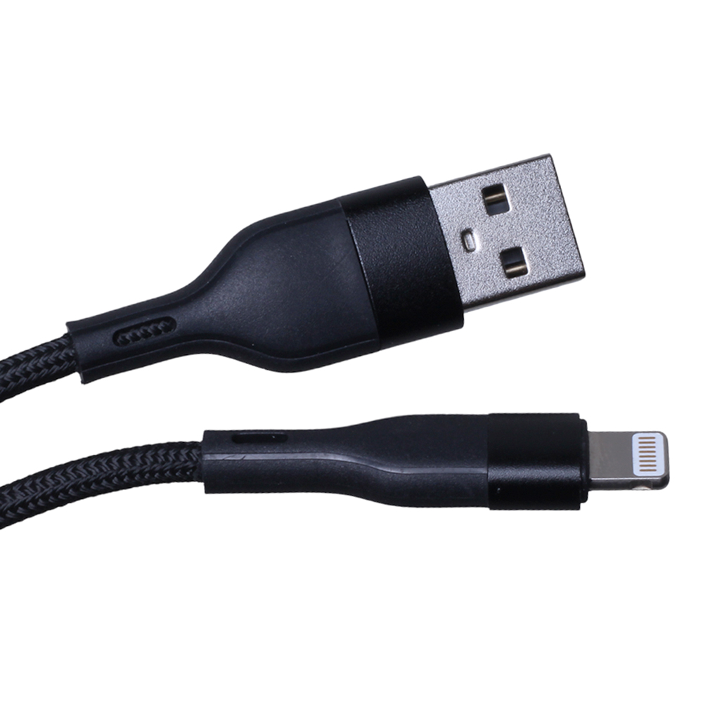 Maxlife MXUC-07 cable USB – Lightning 1,0 m 2,4A black nylon