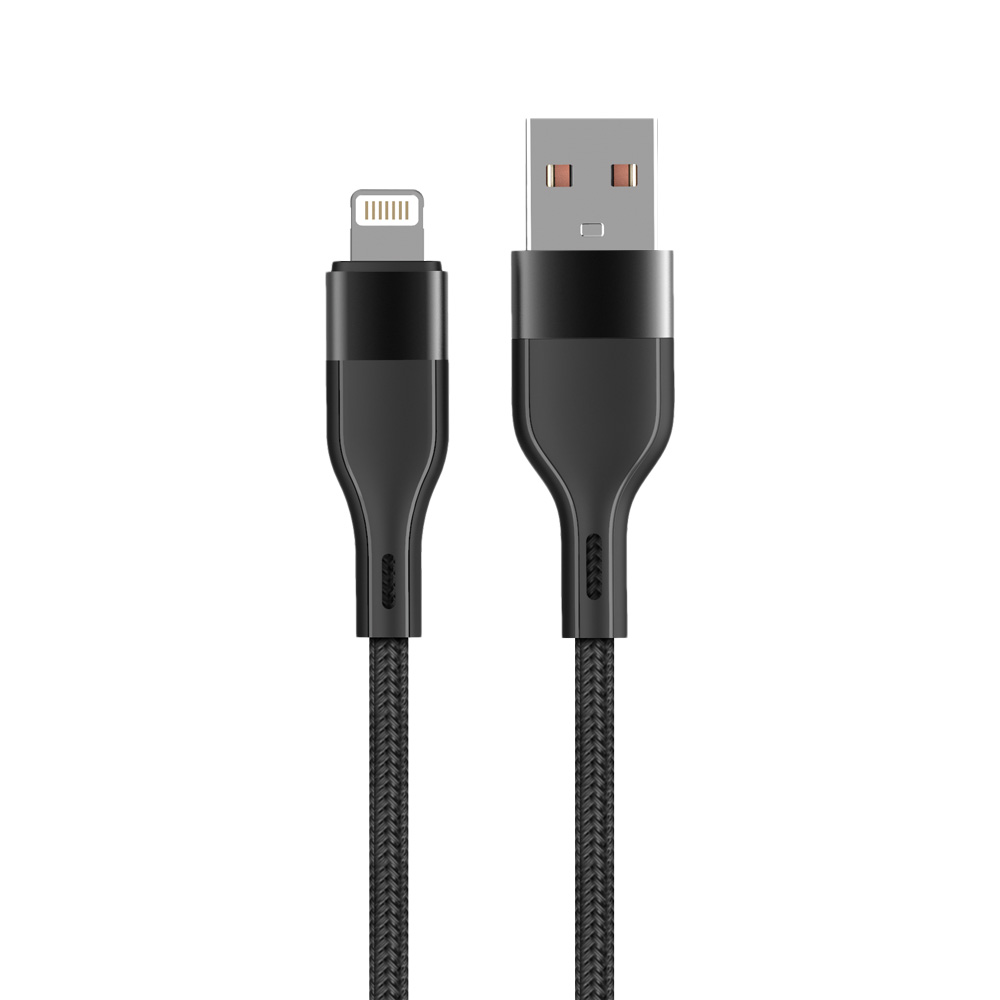 Maxlife MXUC-07 cable USB – Lightning 1,0 m 2,4A black nylon