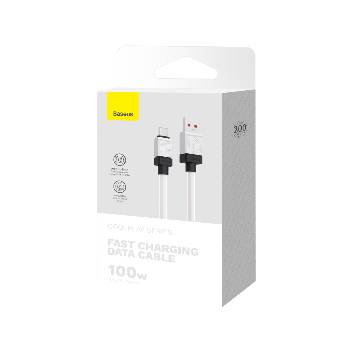 Baseus cable CoolPlay USB – USB-C 2m 100W white