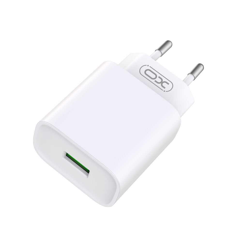 XO väggladdare CE02D QC 3.0 18W 1x USB vit + microUSB-kabel