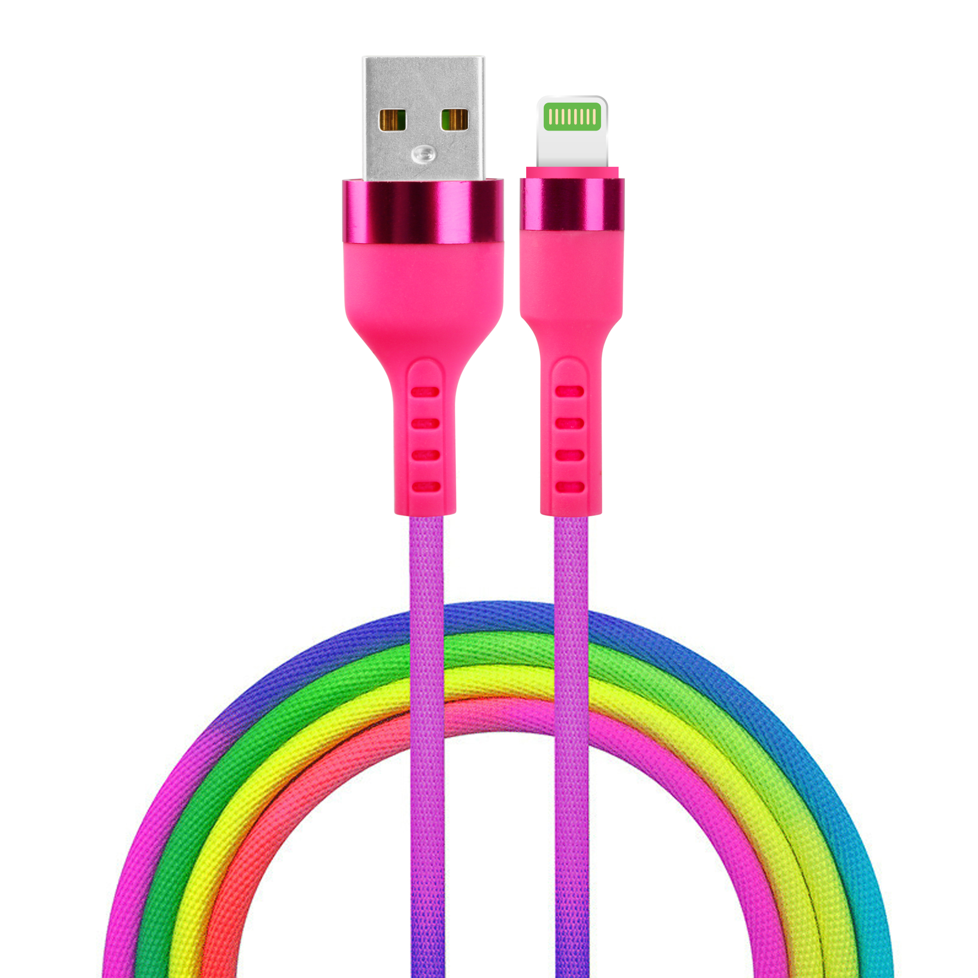 Setty USB – Lightning-kabel 1,2 m 2,1A KNA-L-1.22.113 regnbåge