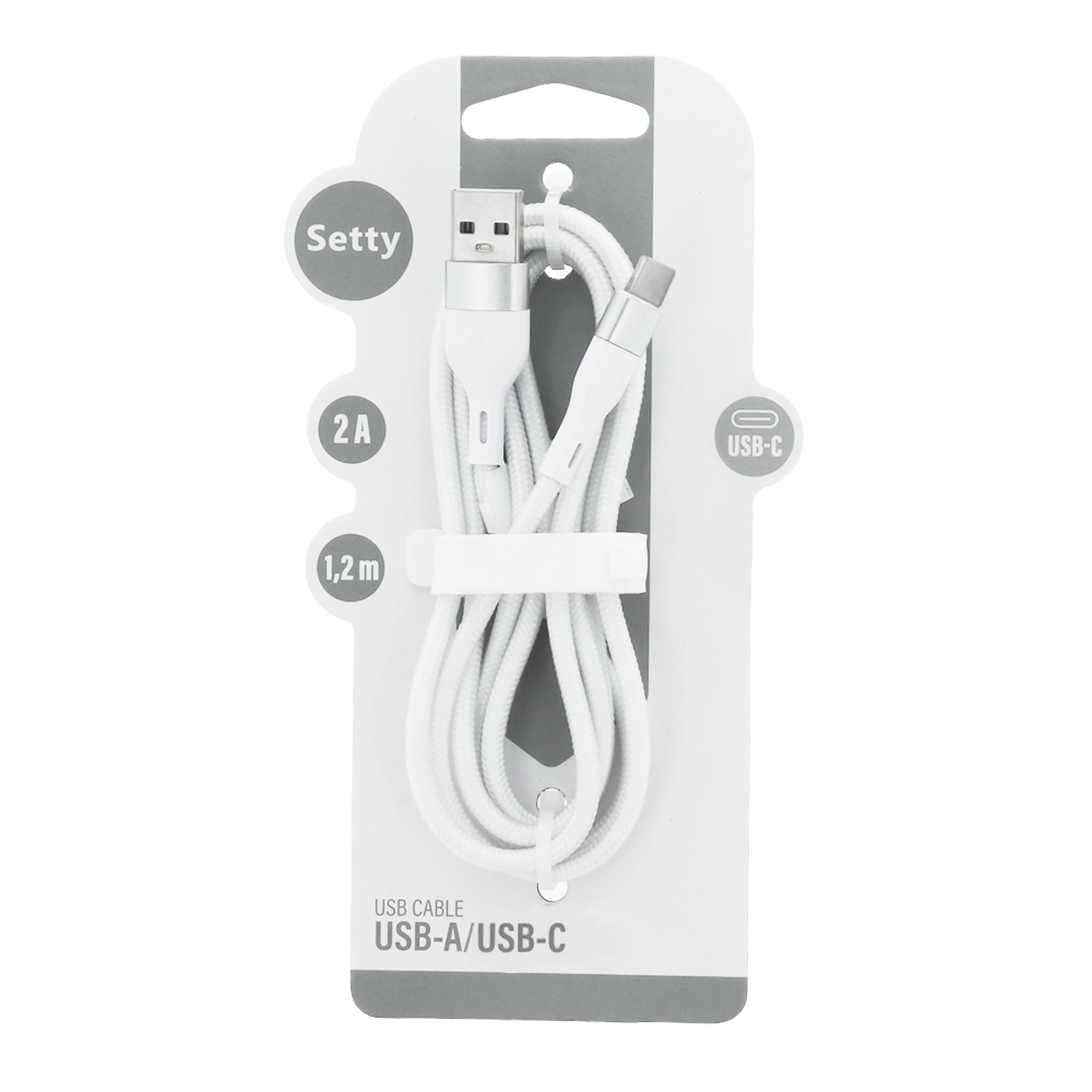 Setty USB – USB-C cable 1,2 m 2A KSA-C-1.220 white