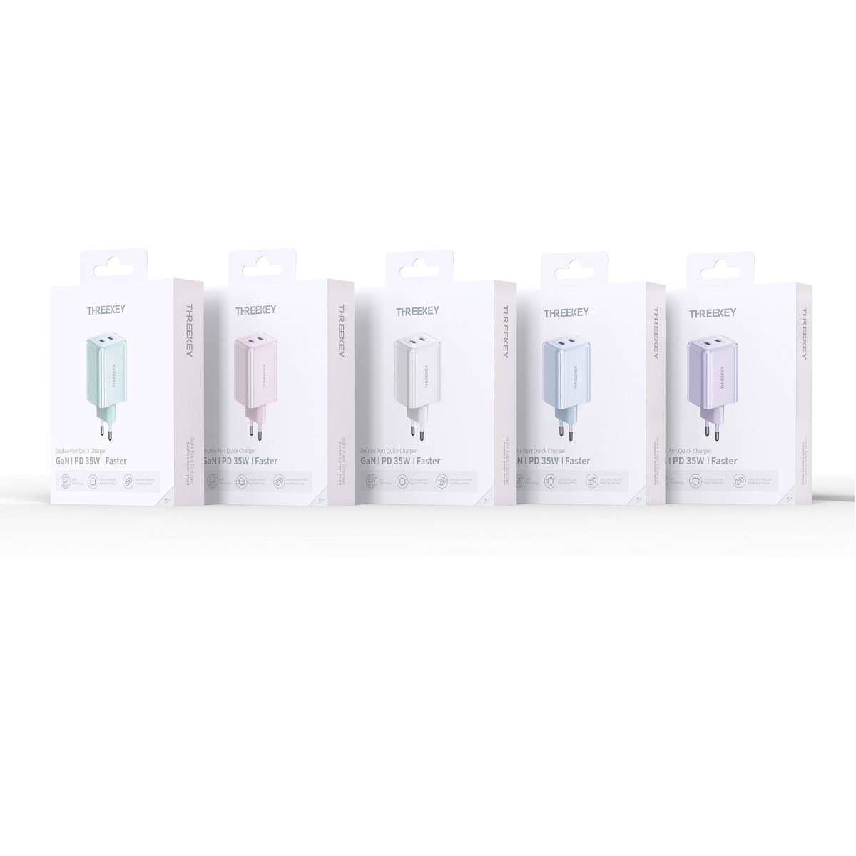 THREEKEY ładowarka sieciowa TK111 PD 35W 2x USB-C biała