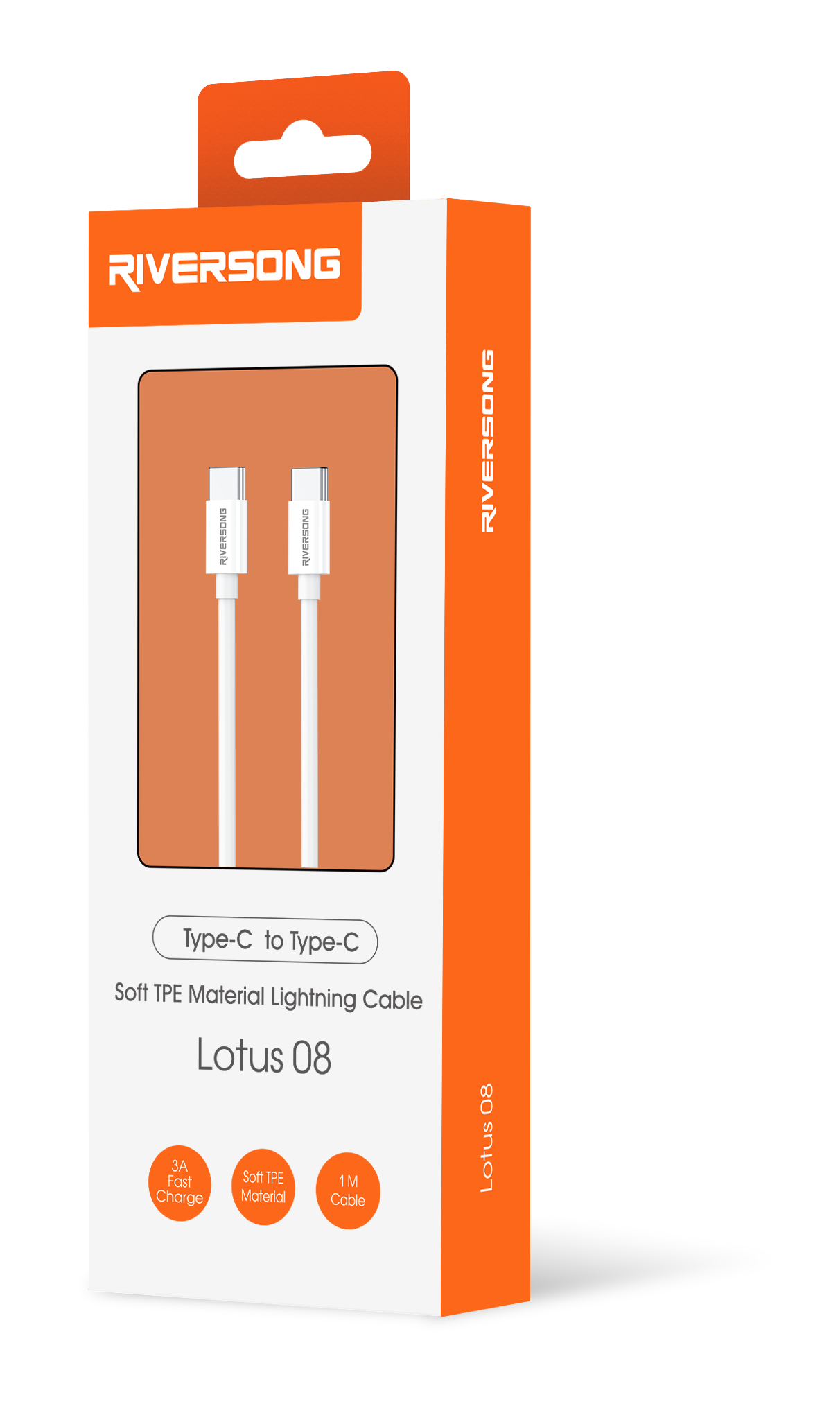 Riversong kabel Lotus 08 USB-C – USB-C 1,0m 3A ljusgrå CT76