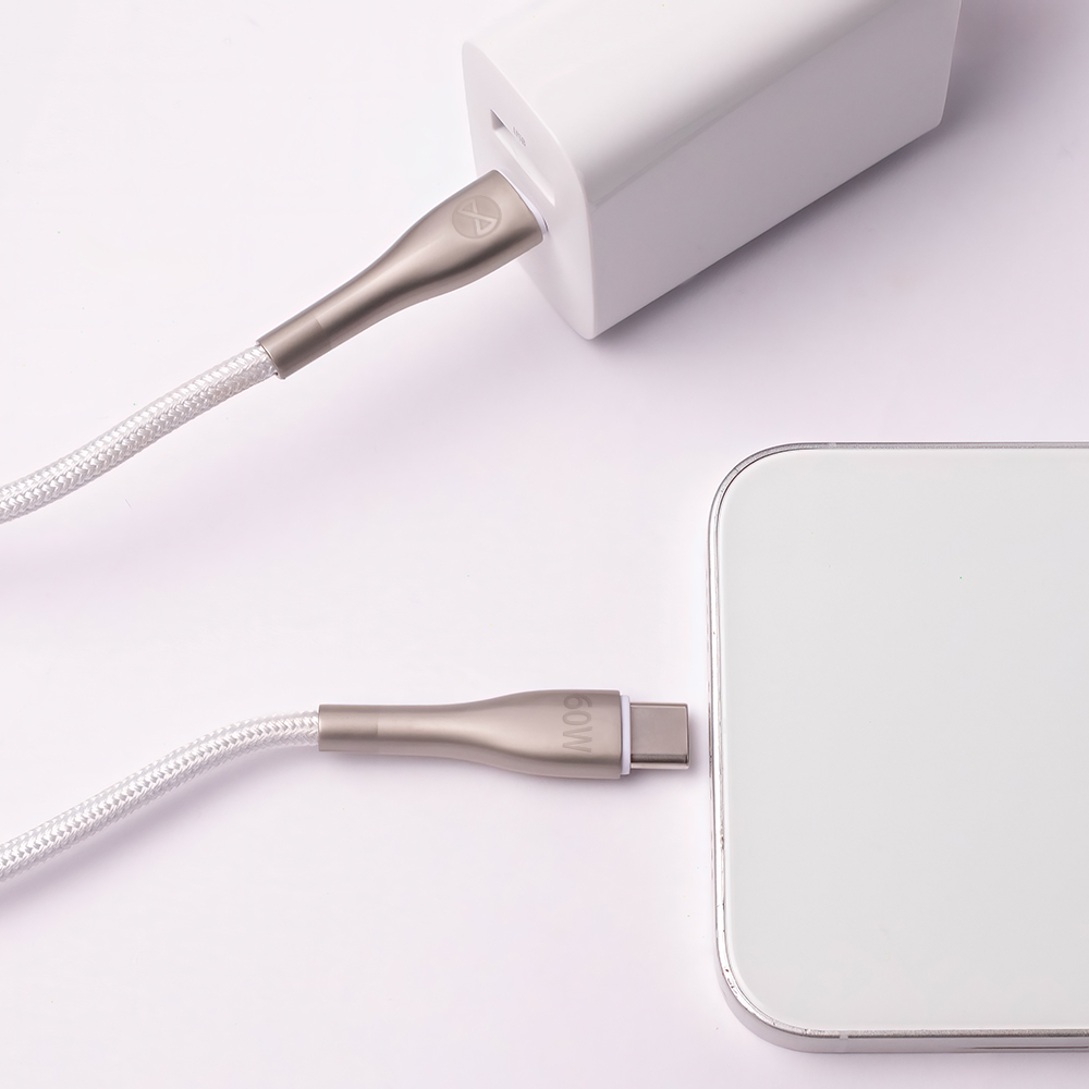 Forever Sleek cable USB-C – USB-C 1,0 m 60W white