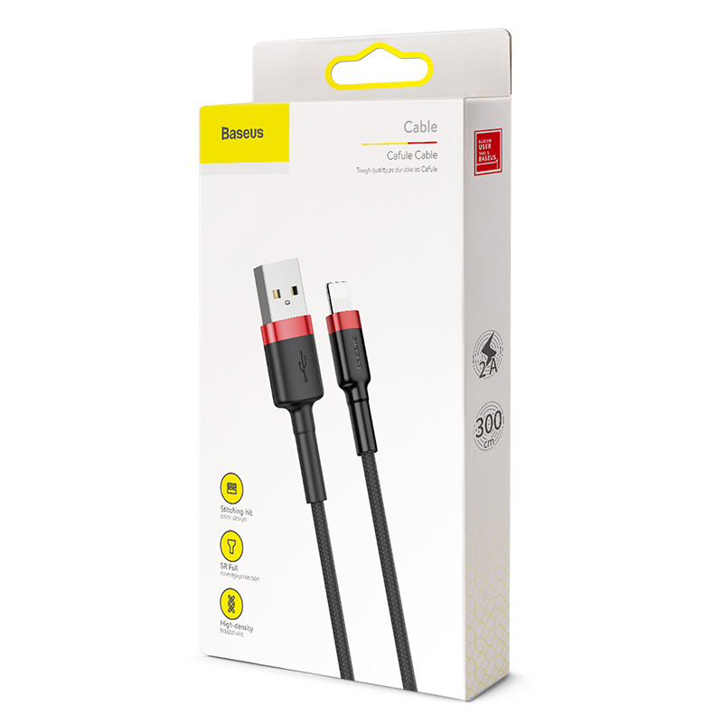 Baseus cable Cafule USB – Lightning 3,0m 2A red-black