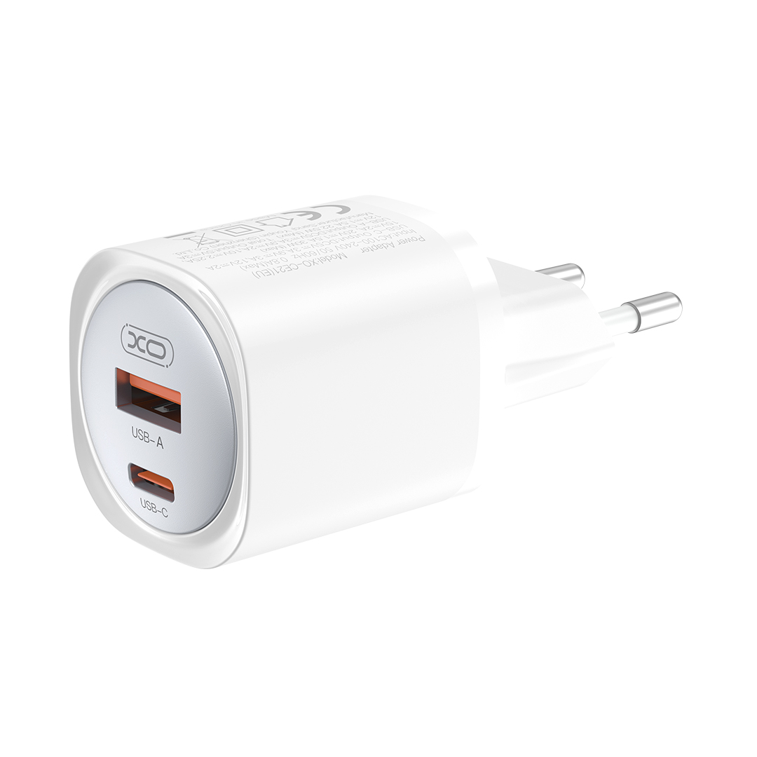 XO wall charger CE21 PD 30W 1x USB-C 1x USB white