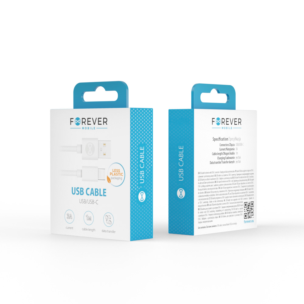 Forever cable USB – USB-C 1,0 m 3A white