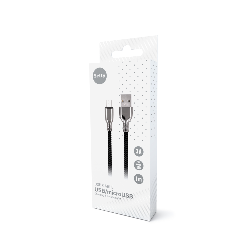 Setty sladd USB – microUSB 1,0 m 3A FC-M svart