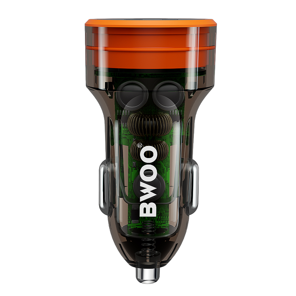 BWOO PD car charger 1x USB-C – USB-A port 38W transparent