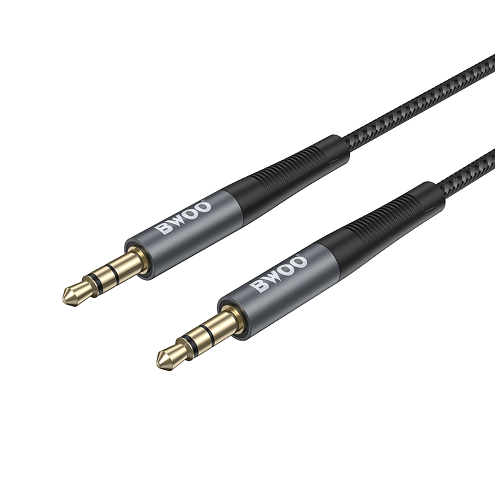 BWOO Cable AUX 3.5mm – 3.5mm Nylon Braided + Aluminum Alloy Shell BO-AUX064 black