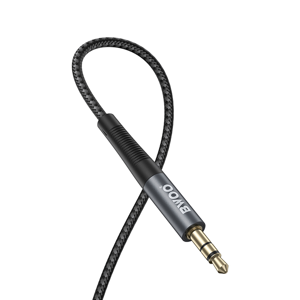 BWOO Cable AUX 3.5mm – 3.5mm Nylon Braided + Aluminum Alloy Shell BO-AUX064 black