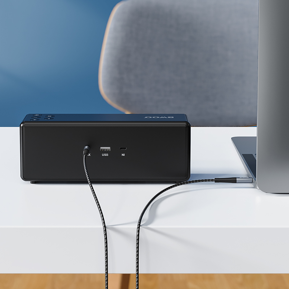 BWOO Cable AUX 3.5mm – 3.5mm Nylon Braided + Aluminum Alloy Shell BO-AUX064 black