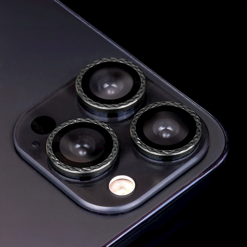 Set med linsglas för iPhone 11 Pro svart romb (3 st)