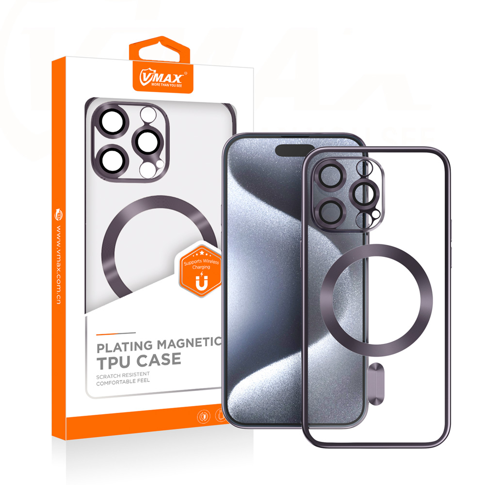 Vmax Electroplating Mag TPU-fodral för iPhone 16 Plus 6,7″ i lila