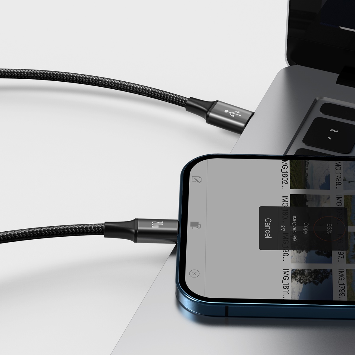 Baseus sladd 3in1 Rapid PD USB-C – micro USB + Lightning + USB-C 1,5m svart 20W