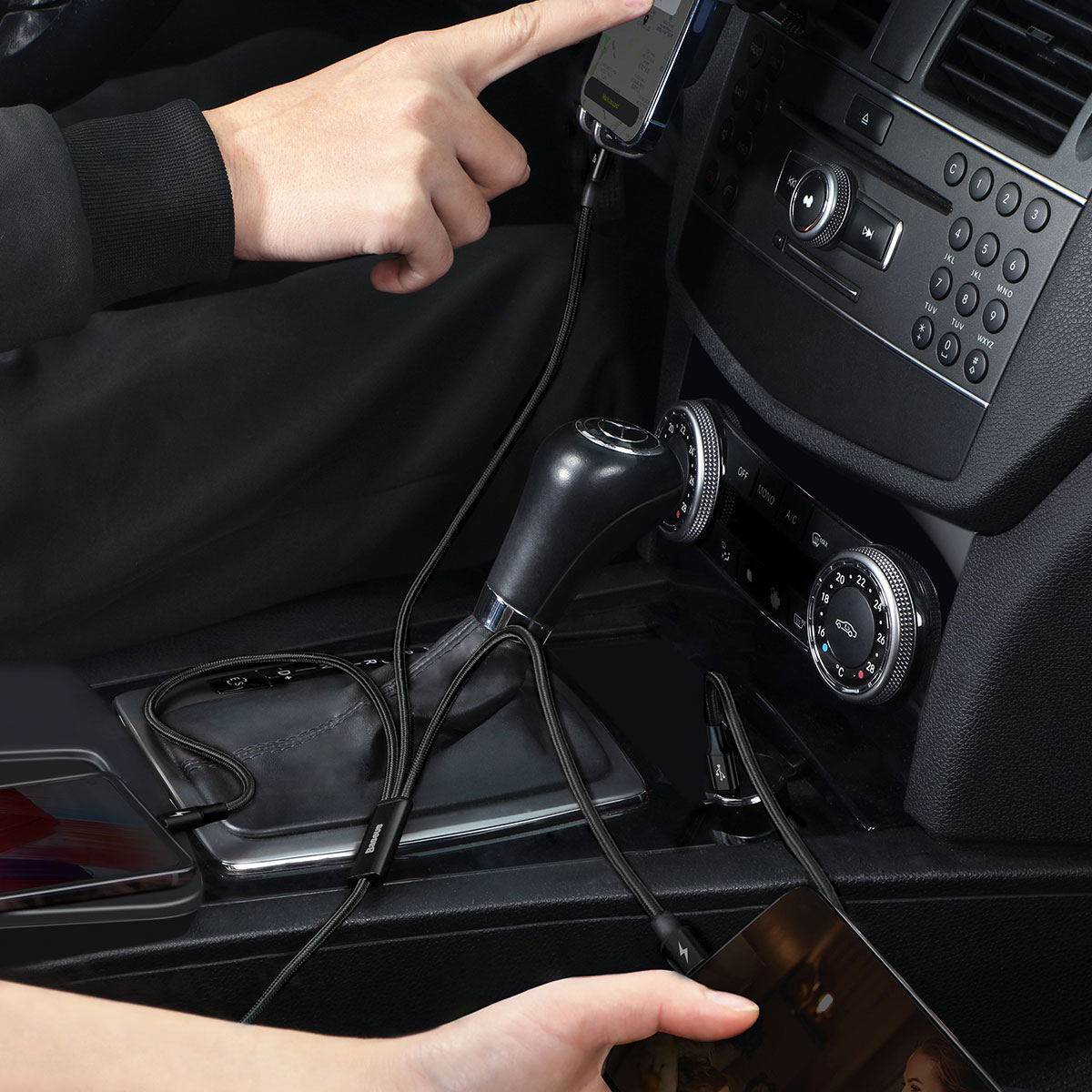 Baseus sladd 3in1 Rapid PD USB-C – micro USB + Lightning + USB-C 1,5m svart 20W