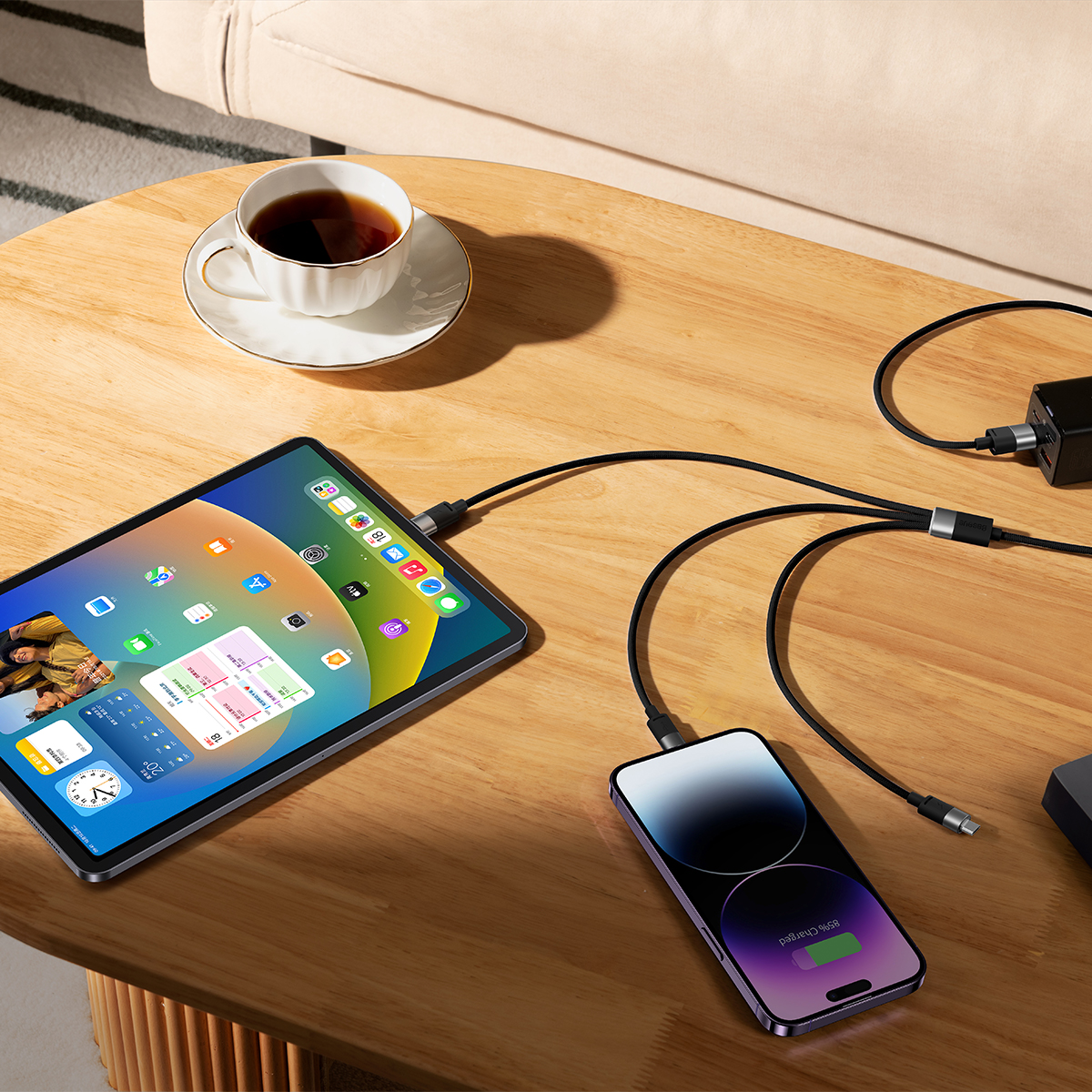 Baseus cable 3in1 StarSpeed USB – micro USB + Lightning + USB-C 1,2m 3,5A black