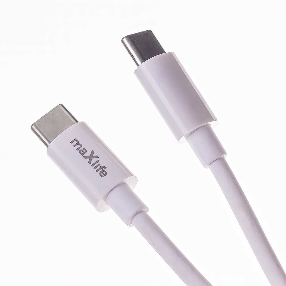 Maxlife MXTC-06-20AC PD QC charger 1x USB-C 1x USB 20W white + USB-C – USB-C cable 20W