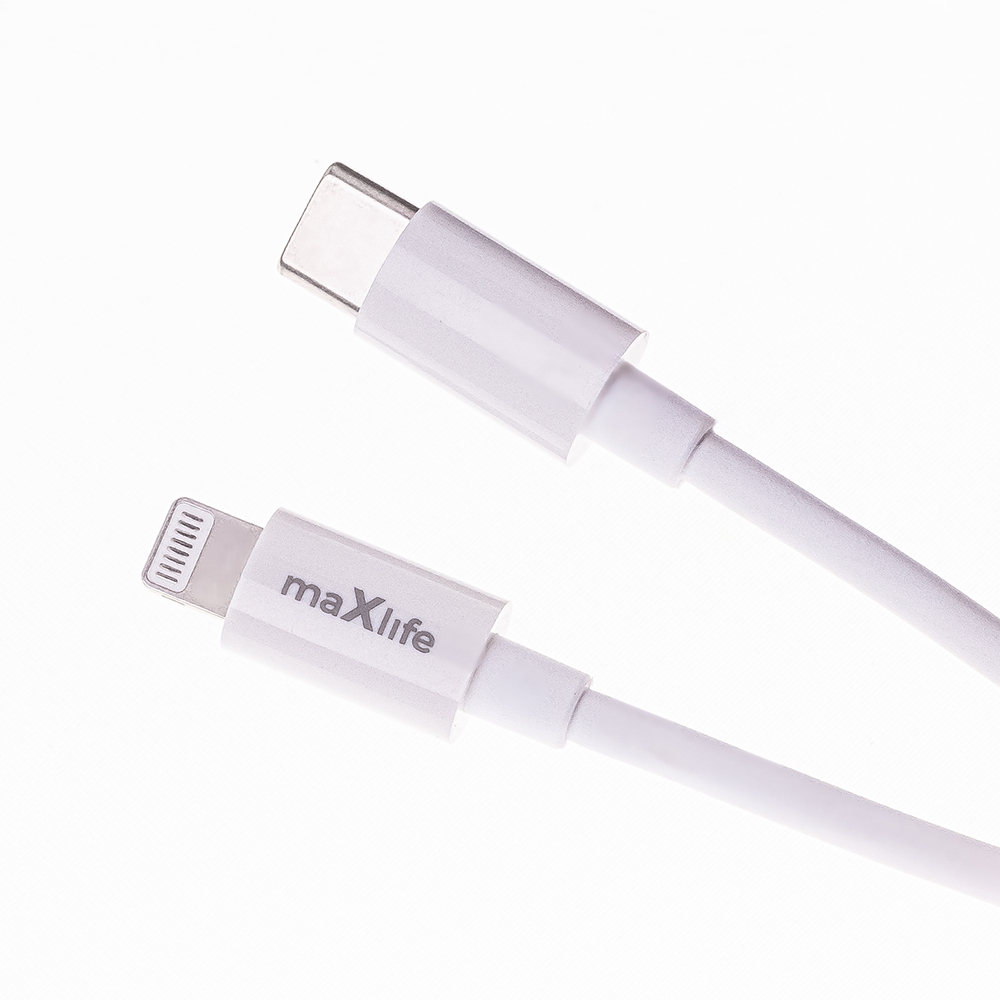 Maxlife MXTC-06-20C PD QC charger 1x USB-C 20W white + USB-C – Lightning cable 20W