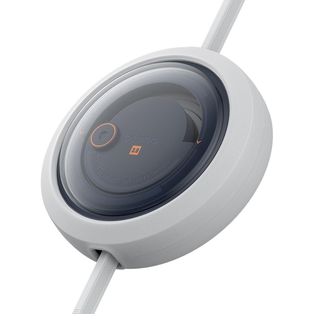 Baseus Free2Draw Utdragbar Kristallsnabbkabel USB till M+L+C 100W 1,1m Månvit