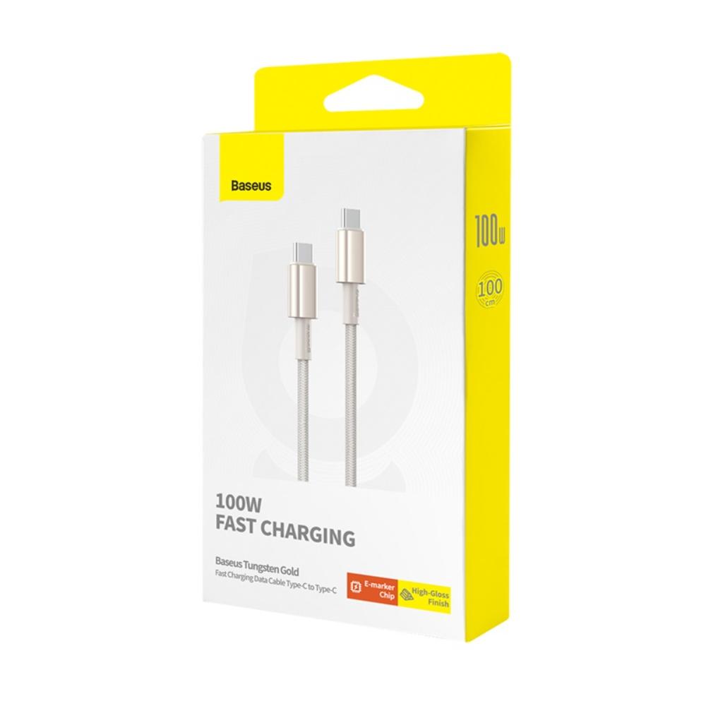 Baseus Tungsten Gold Fast Charging Data Cable Type-C to Type-C 100W 2m Titanium Galaxy Gold