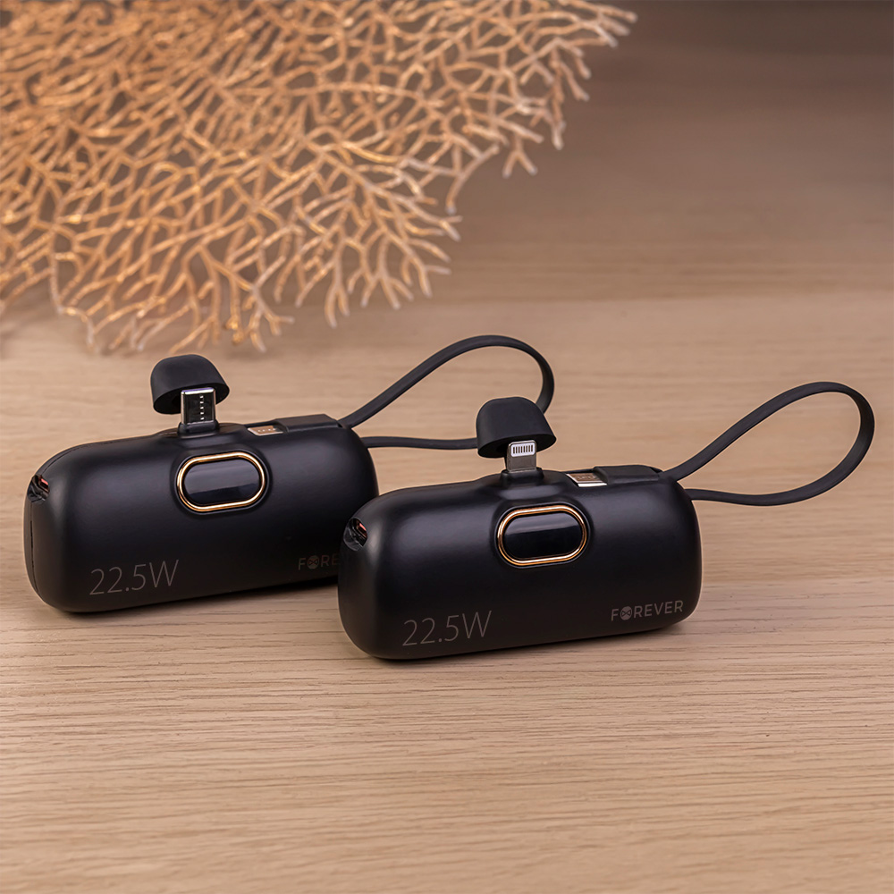 Forever mini power bank MTB-100 22.5W 5000 mAh Lightning svart