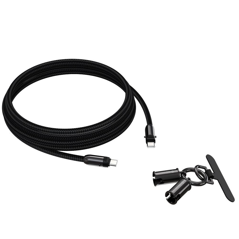 Devia kabelband 2in1 PD USB-C – USB-C 1,2 m 60W svart