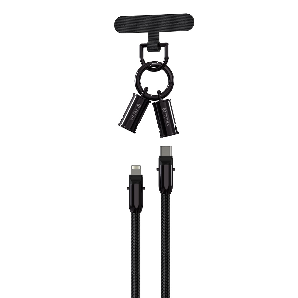 Devia sladdlina 2-i-1 PD USB-C – Lightning 1,2 m 27W svart