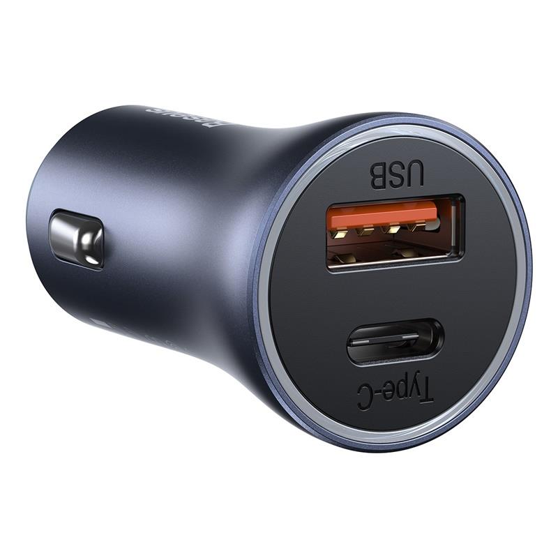 Baseus car charger Golden Contactor Pro 1x USB 1x USB-C QC 40W black + cable USB – USB-C 5A