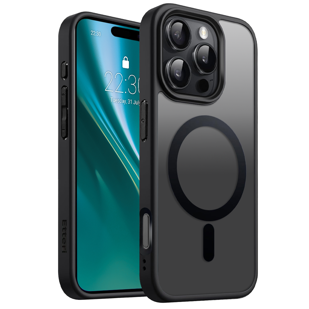 Etteri Matt Mag-fodral för iPhone 16 Pro Max 6,9 tum svart
