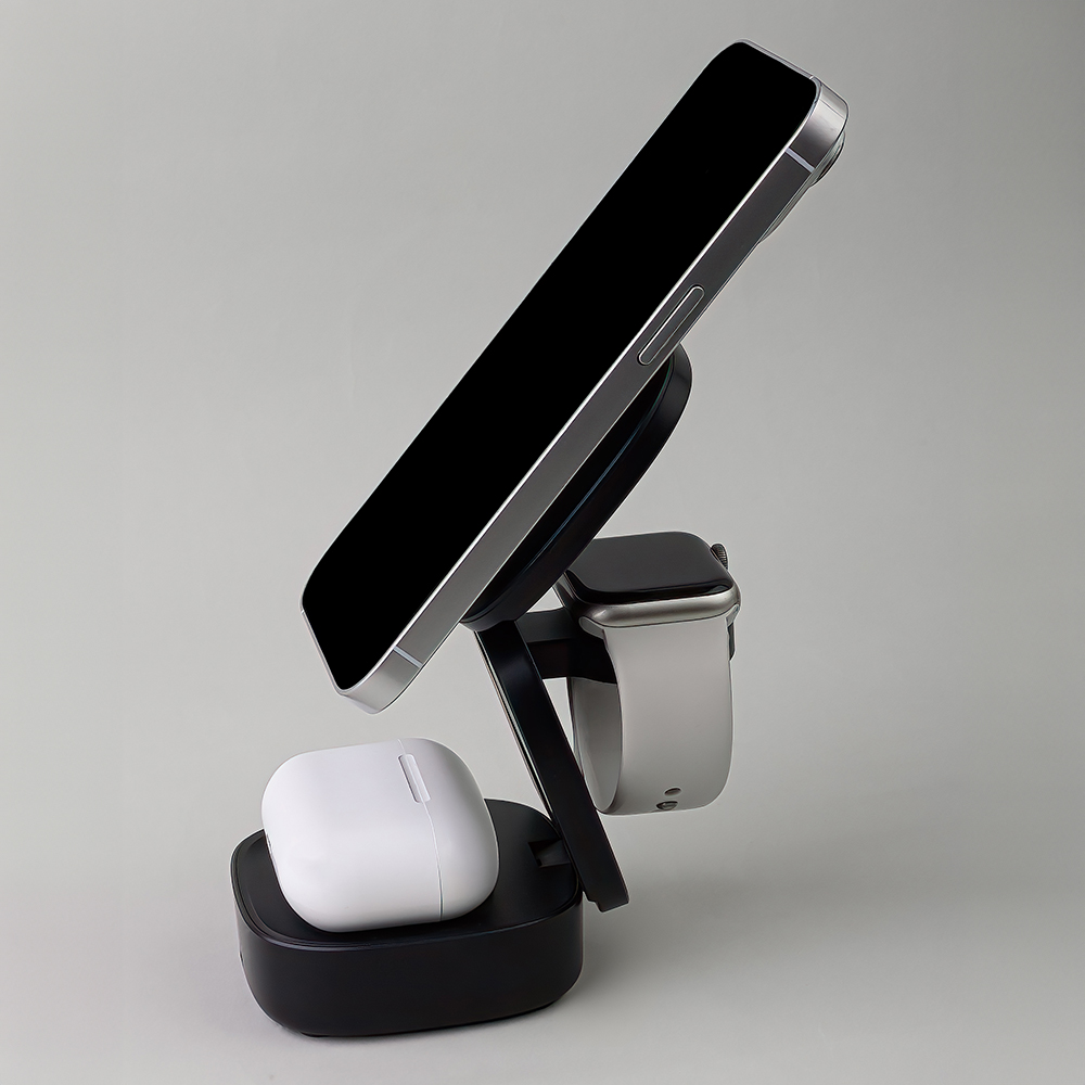 Maxlife MXWC-06 magnetisk trådlös laddare 15W svart 3-i-1