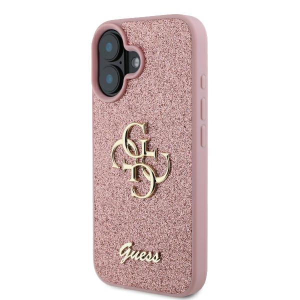 CG MOBILE Guess Fixed Glitter Big 4G - Cover per iPhone 16, colore: Rosa