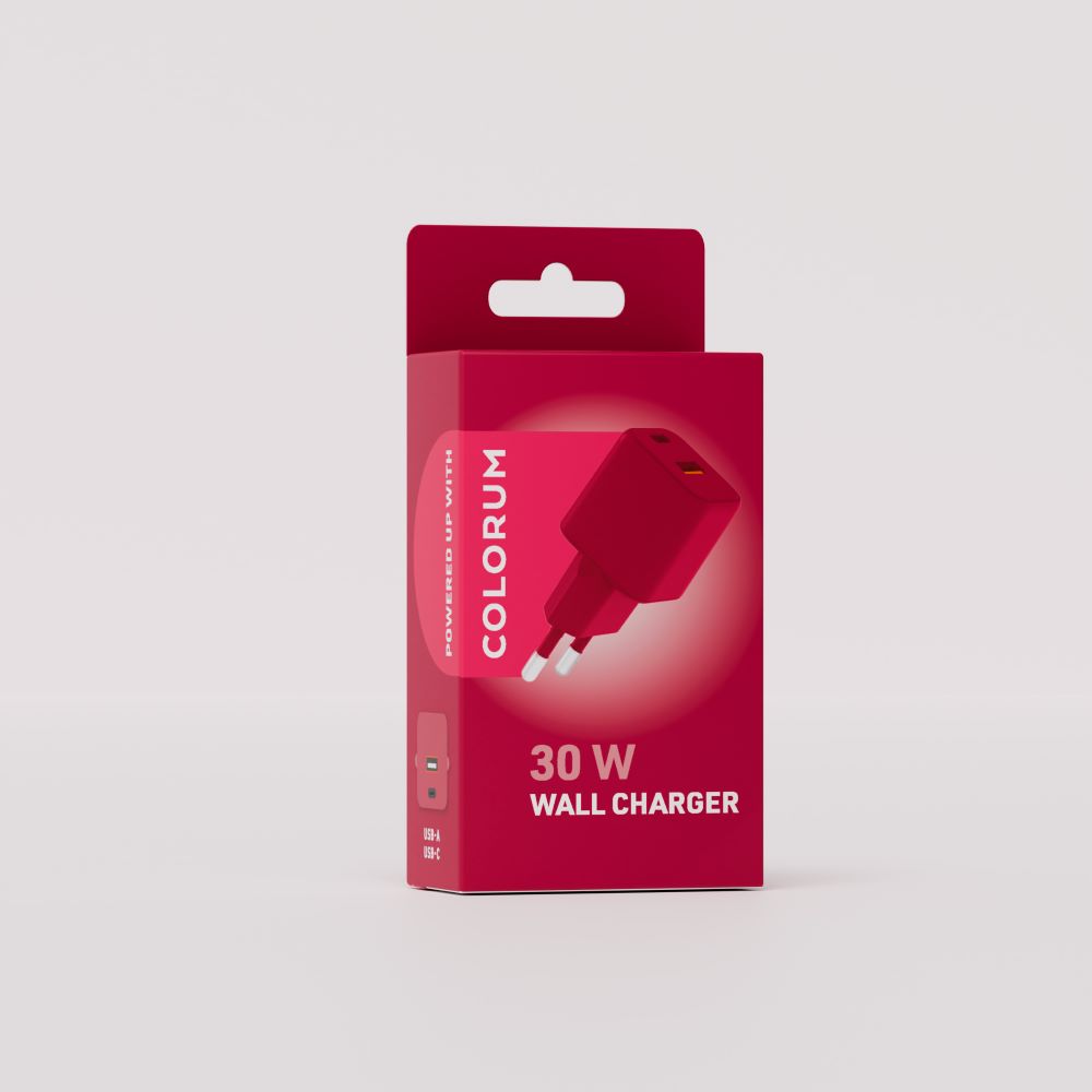 COLORUM väggladdare USB-A + USB-C PD 30W CLS30-AC-02 xMagenta