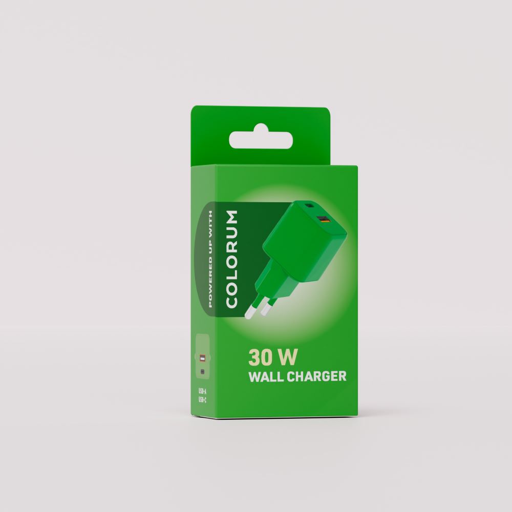 COLORUM wall charger USB-A + USB-C PD 30W CLS30-AC-04 xGreen