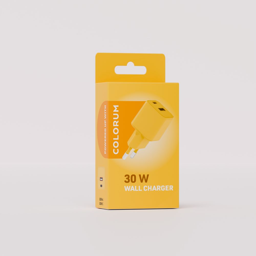 COLORUM wall charger USB-A + USB-C PD 30W CLS30-AC-05 xYellow
